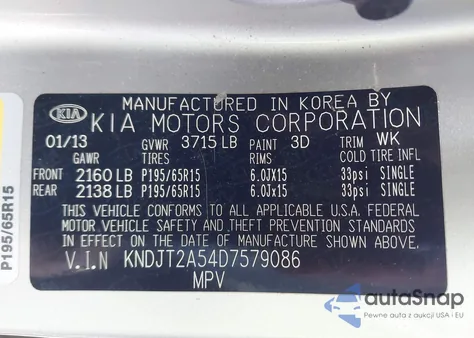 2013 Kia Soul z USA, uszkodzony, nr VIN KNDJT2A54D7579086